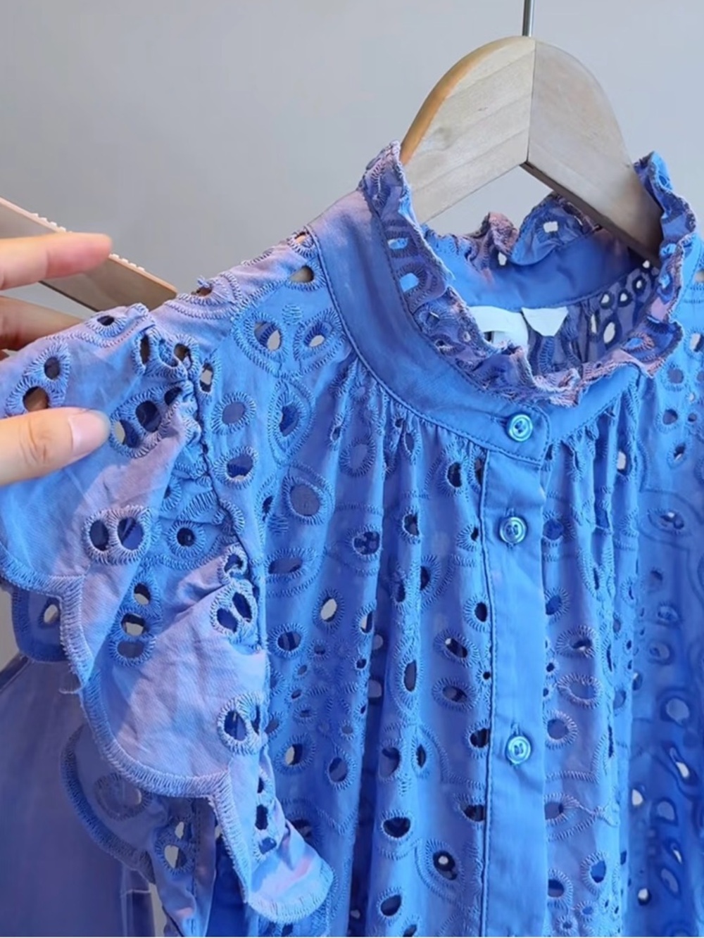 Eyelet Ruffle Dress - Green - Picture 6 of 7